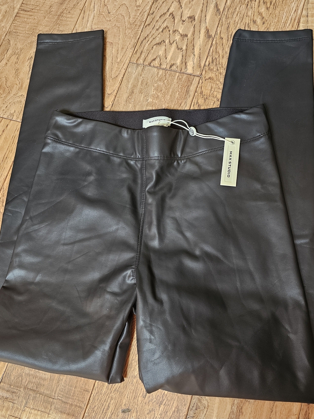 Max Studio Womens Black Faux Leather Skinny Pants